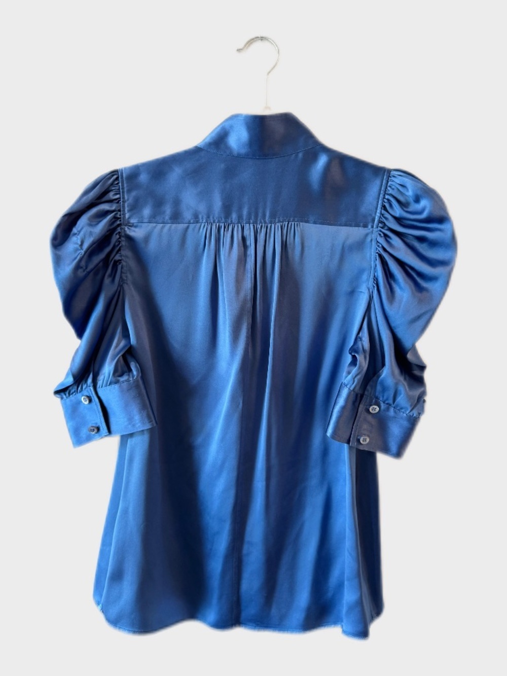 FRAME Women's Blue Silk Puff Sleeve Blouse XS - Picture 3 of 9